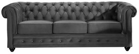 Divano CHESTERFIELD 3 posti in velluto Antracite