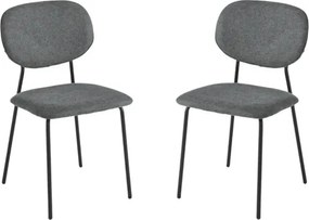 Sedia da pranzo in tessuto Grigio Scuro gambe metallo Nero - ELLIS 2 sedie