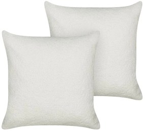 Set di 2 cuscini decorativi bouclé bianco 45 x 45 cm LEUZEA Beliani