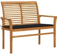 Panca da Giardino con Cuscino Nero 112 cm in Legno di Teak 3062656