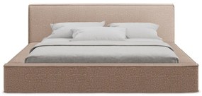 Letto matrimoniale imbottito rosa chiaro con contenitore e rete inclusi 180x200 cm Noho – Makamii