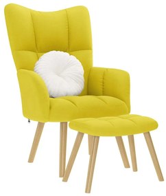 Sedia Relax Con Poggiapiedi Giallo Chiaro İn Tessuto /