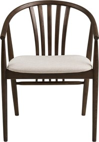 Sedia da pranzo marrone scuro in rovere massiccio con braccioli Agustin – House Nordic