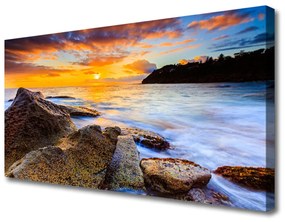Quadro su tela Paesaggio marino di pietre 100x50 cm