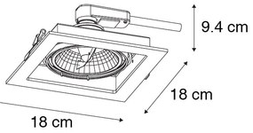 Set di 6 Faretto da incasso moderno nero 18 cm orientabile - ARTEMIS 111