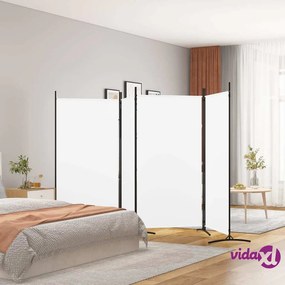 vidaXL Divisorio a 4 Pannelli Bianco 346x180 cm Tessuto