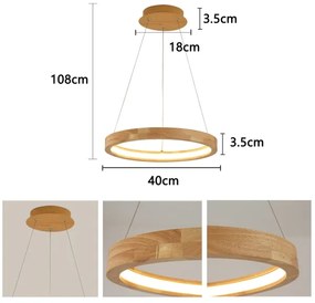 Brilagi - Lampadario LED a cavo UMEA WOOD LED/30W/230V Ø 40 cm legno di Hevea