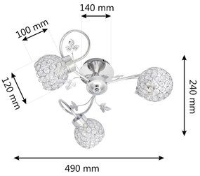 Lampadario a plafone SOPHIA 3xE27/15W/230V cromo lucido/limpido