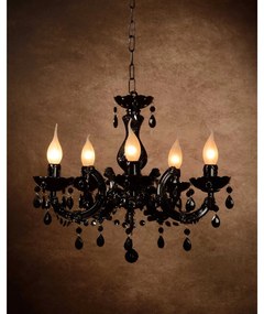 Lampadario a sospensione dal design elegante struttura in acrilico a 5 bracci Arabesque - 40W NERO