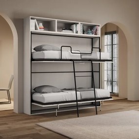 Letto a castello NABOR a scomparsa Bianco Frassino Composizione L