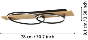 Eglo 901716 - Plafoniera LED BOYAL 2xLED/12W/230V 3000K beige/nero