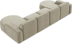 Divano angolare beige (a U) con rivestimento in ciniglia Omao – Makamii