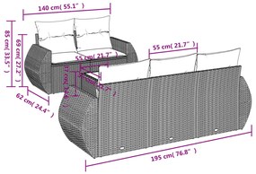 Set divano da giardino 6 pz con cuscini grigio in polyrattan