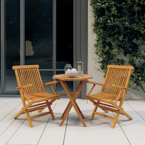 Set Da Pranzo Per Giardino 3 Pz İn Legno Massello Di Teak /