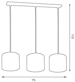Lampadario a sospensione con filo ARDEN 3xE27/60W/230V nero/bianco