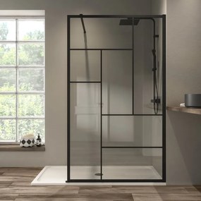 Box doccia walk-in Studio, vetro 8 mm, L 137-138.5 cm x H 200 cm, profilo nero