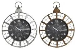 Orologio da Parete DKD Home Decor 60 x 6,5 x 78 cm Cristallo Argentato Nero Dorato Ferro (2 Unità)