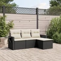 Set Divani da Giardino 4 pz con Cuscini Nero in Polyrattancod mxl 114433