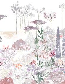 Isidore Leroy Carta da parati panoramica Jardin de France - Gris Rose Panel B