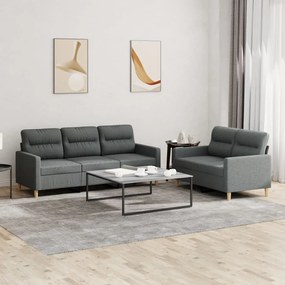 Set Di Divani 2 Pz Con Cuscini Grigio Scuro İn Tessuto /