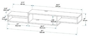 Mobile TV Sospeso 155x30x23 Con Vani A Giorno Lorenza Antracite