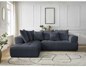 Divano angolare blu scuro (penisola a sinistra/a L) con rivestimento in ciniglia Whesley – Bobochic Paris