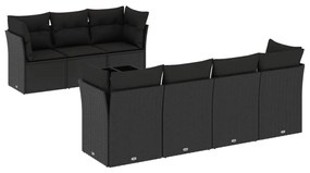 Set divani da giardino con cuscini 8 pz nero in polyrattan