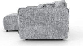 Divano angolare grigio chiaro (con penisola a sinistra/con chaise lounge) con rivestimento in ciniglia Nelia – Ropez