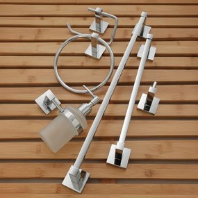Set accessori a muro 6 pezzi in metallo cromato e viti incluse Rock