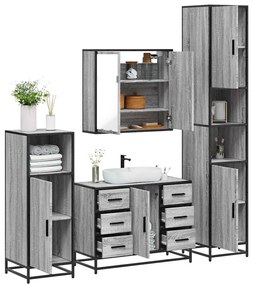 Set Mobili Da Bagno 4 Pz Grigio Sonoma İn Legno Multistrato /