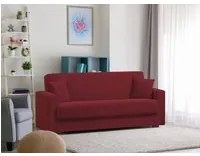 Divano letto Pinto, Divano letto contenitore lineare a 3 posti, Sof da soggiorno in tessuto imbottito con apertura click-clack, Cm 212x80h87, Rosso