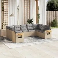 Set Divano da Giardino 9 pz con Cuscini Beige in Polyrattan 3259518