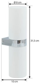 Applique per il bagno Lucande Basolo, cromo, altezza 31,5 cm, vetro, IP44