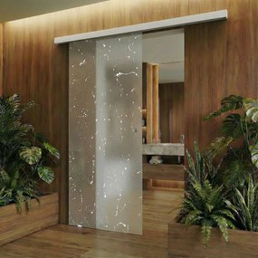 Porta scorrevole reversibile Paint in vetro trasparente, L 88 x H 215 cm, con binario Meli