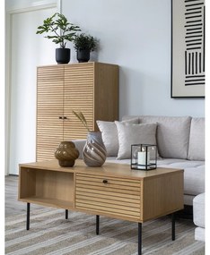 Tavolino color naturale con piano effetto rovere 50x100 cm Kyoto - House Nordic