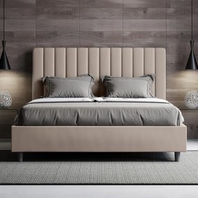 Letto matrimoniale contenitore imbottito 160x190 similpelle tortora Agueda