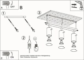 Applique da Soffitto 3xGU10 RING 3 Orientabile in Acciaio
