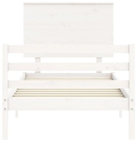 Giroletto con Testiera Bianco Small Single Legno Massello