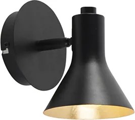 Faretto moderno nero con oro 1 luce - Magno