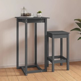 Tavolo Da Bar Grigio 60x60x110 Cm İn Legno Massello Di Pino /
