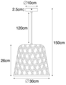 Lampada a sospensione orientale nera con bambù - Rayan
