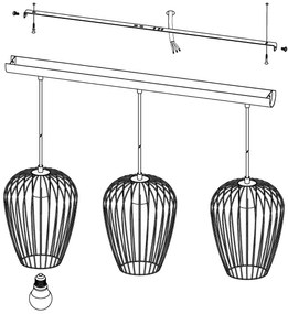 Eglo 49478 - Lampadario NEWTOWN 3xE27/60W/230V