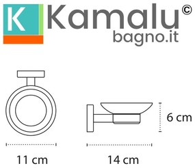 Kamalu - Portasapone a muro con supporto in acciaio inox e abs nero e ciotola in vetro | NICO-N