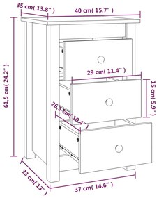 Comodino Miele 40x35x61,5 cm in Legno Massello di Pino