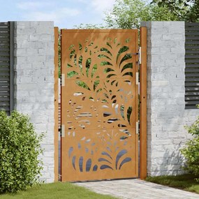 Cancello Da Giardino 105x155 Cm Acciaio Corten Design Ondulato /