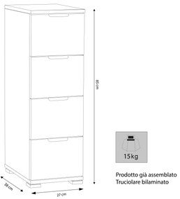 NANO - cassettiera 4 cassetti