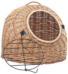 Trasportino per gatti grigio 50x42x40 cm in salice naturale