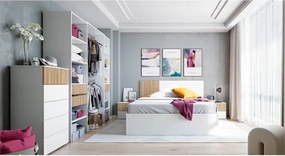 Testiera + 2 Comodini Ethna 0E6070A Bianco Artik E Rovere Natur Listato