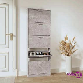 vidaXL Scarpiera Grigio Cemento 59x17x169 cm in Legno Multistrato