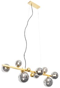 Lampadario Art Déco oro con vetro fumé 8 luci - DAVID